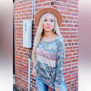 Sequin Camo Top